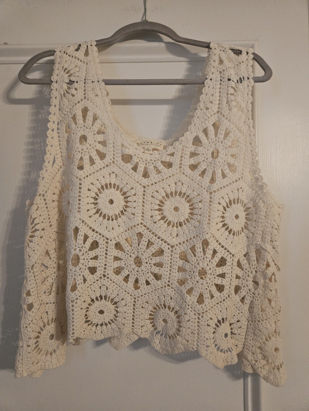 Dress UP boutique Crochet Tank Top - Cream Openwork Summer Top